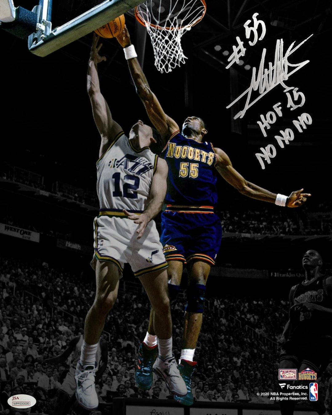 Dynasty Sports & Framing Autographed Basketball Photos Dikembe Mutombo Denver Nuggets Autographed 16x20 Basketball Photo Inscribed Hall of Fame & No-No-No