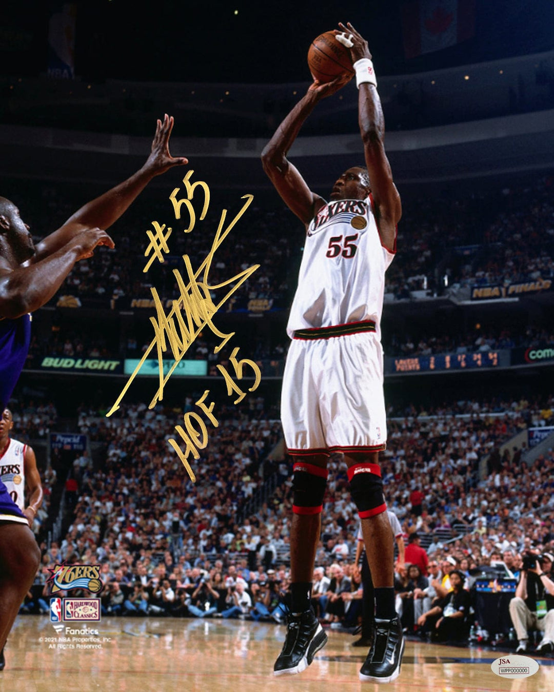 Dynasty Sports & Framing Autographed Basketball Photos Dikembe Mutombo Philadelphia 76ers Autographed 11" x 14" Photo Inscribed Hall of Fame - Gold Ink