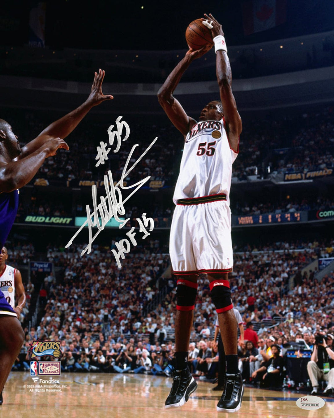 Dynasty Sports & Framing Autographed Basketball Photos Dikembe Mutombo Philadelphia 76ers Autographed 11" x 14" Photo Inscribed Hall of Fame - Silver Ink