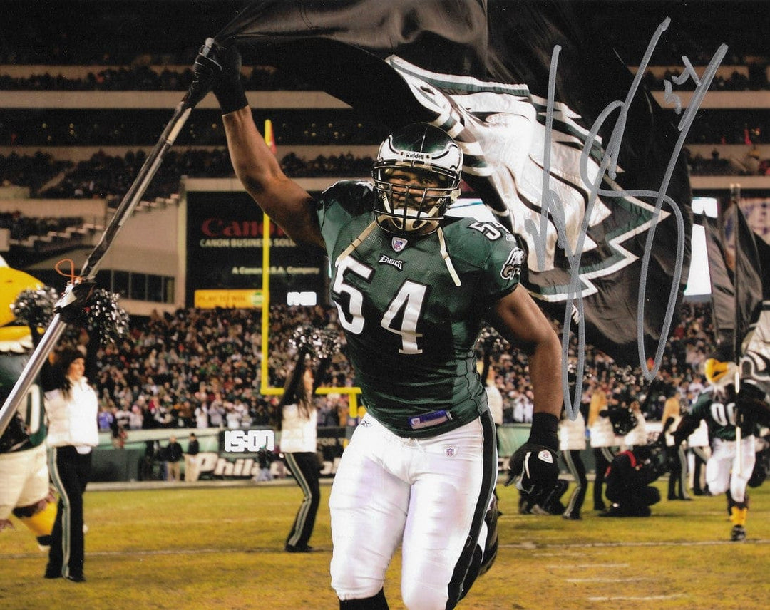 Dynasty Sports & Framing Autographed Football Photos Jeremiah Trotter, Sr. Flag Philadelphia Eagles Autographed 8" x 10" Football Photo