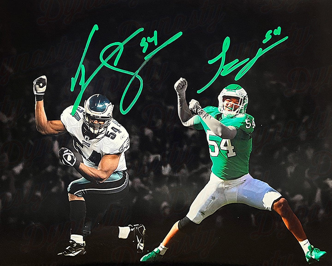 Dynasty Sports & Framing Autographed Football Photos Jeremiah Trotter, Sr. & Jr. Blackout Philadelphia Eagles Dual-Autographed 11" x 14" Football Photo