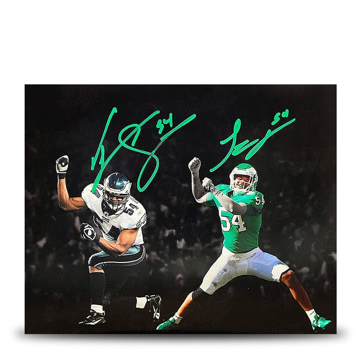 Dynasty Sports & Framing Autographed Football Photos Jeremiah Trotter, Sr. & Jr. Blackout Philadelphia Eagles Dual-Autographed 16" x 20" Football Photo