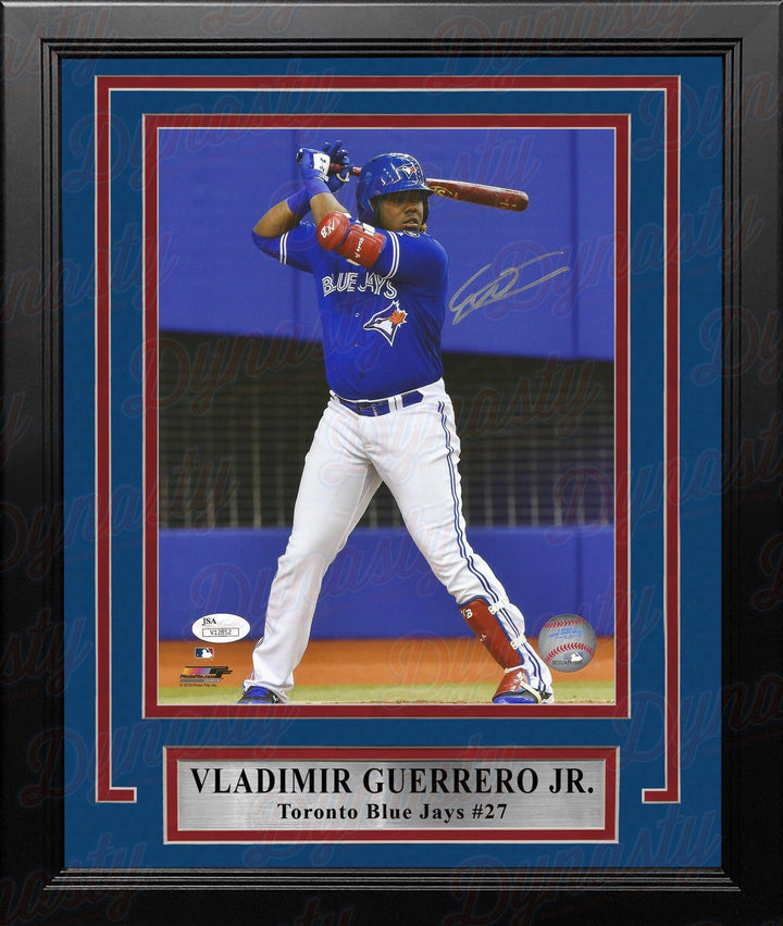 Dynasty Sports & Framing Autographed Framed Baseball Photos 8x10 Framed Photo Vladimir Guerrero, Jr. At-Bat Toronto Blue Jays Autographed Framed Baseball Photo