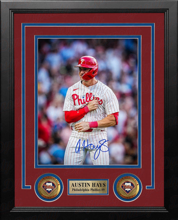 Dynasty Sports & Framing Autographed Framed Baseball Photos Austin Hays Chest Pound Autographed Philadelphia Phillies 8" x 10" Framed Baseball Photo
