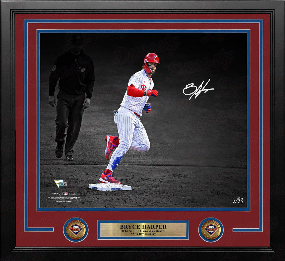 Dynasty Sports & Framing Autographed Framed Baseball Photos Bryce Harper Stares Down Arcia Philadelphia Phillies Autographed 16" x 20" Framed Blackout Photo