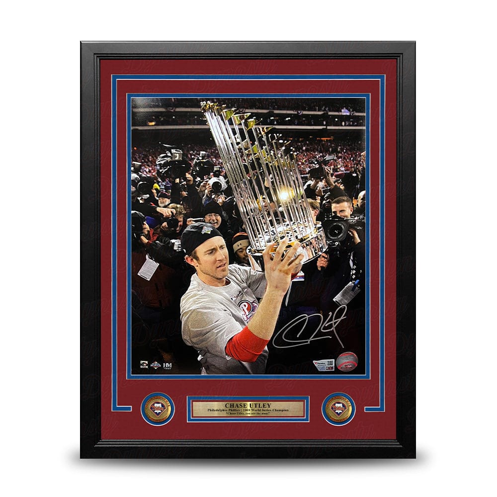 Dynasty Sports & Framing Autographed Framed Baseball Photos Chase Utley 2008 World Series Trophy Philadelphia Phillies Autographed 11" x 14" Framed Baseball Photo