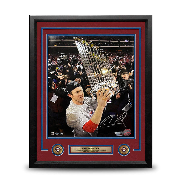 Dynasty Sports & Framing Autographed Framed Baseball Photos Chase Utley 2008 World Series Trophy Philadelphia Phillies Autographed 11" x 14" Framed Baseball Photo