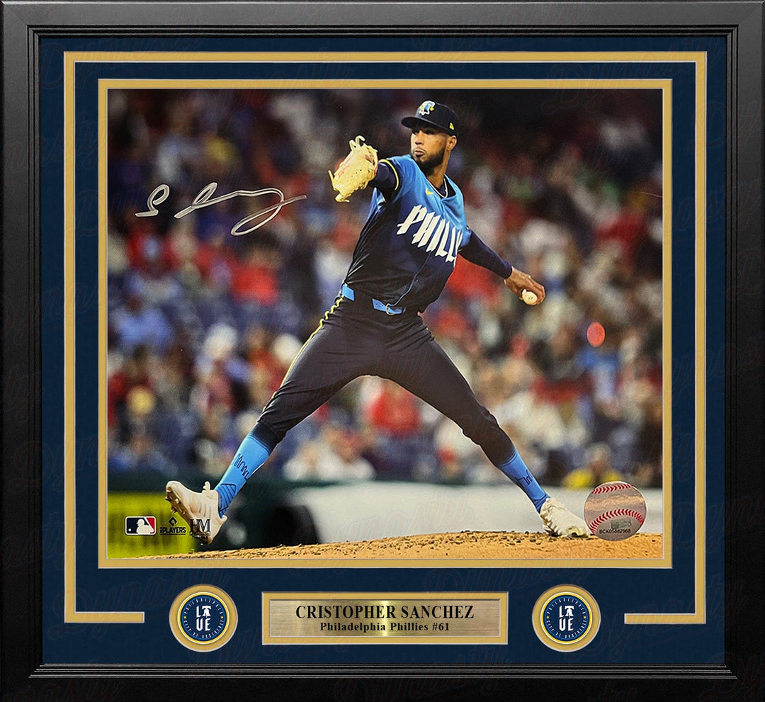 Dynasty Sports & Framing Autographed Framed Baseball Photos Cristopher Sanchez Autographed Philadelphia Phillies City Connect 16" x 20" Framed Baseball Photo