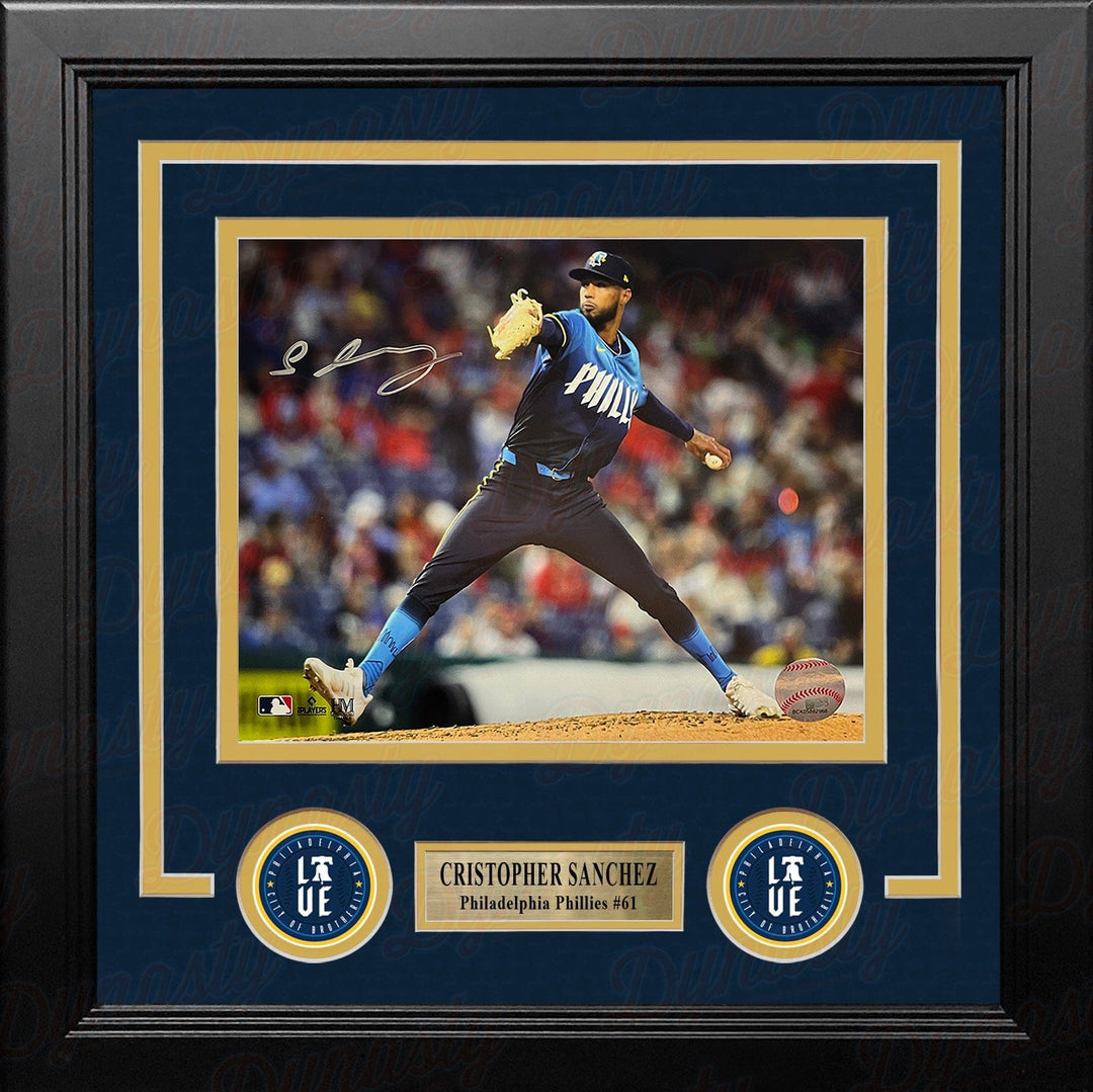 Dynasty Sports & Framing Autographed Framed Baseball Photos Cristopher Sanchez Autographed Philadelphia Phillies City Connect 8" x 10" Framed Baseball Photo