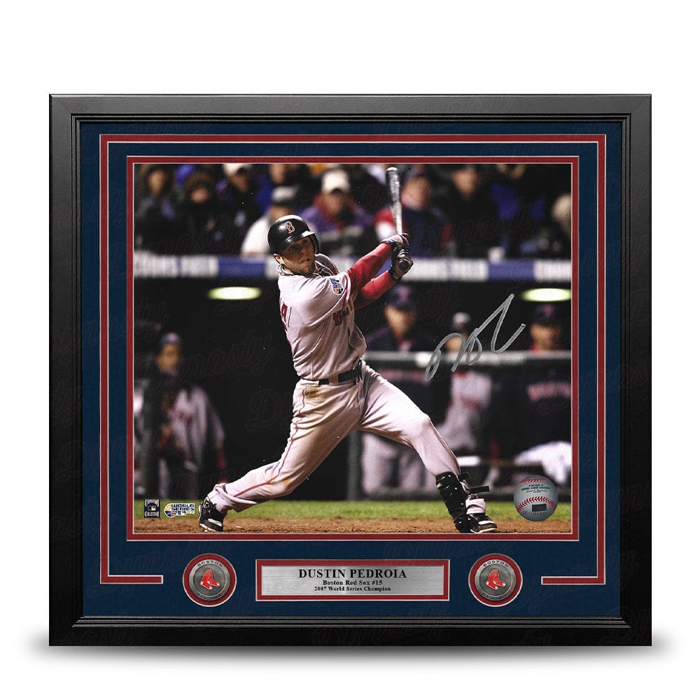 Dynasty Sports & Framing Autographed Framed Baseball Photos Dustin Pedroia 2007 World Series Action Boston Red Sox Autographed 16" x 20" Framed Baseball Photo