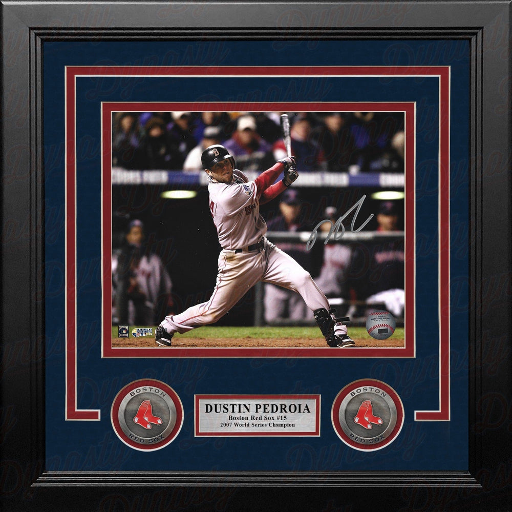 Dynasty Sports & Framing Autographed Framed Baseball Photos Dustin Pedroia 2007 World Series Action Boston Red Sox Autographed 8" x 10" Framed Baseball Photo
