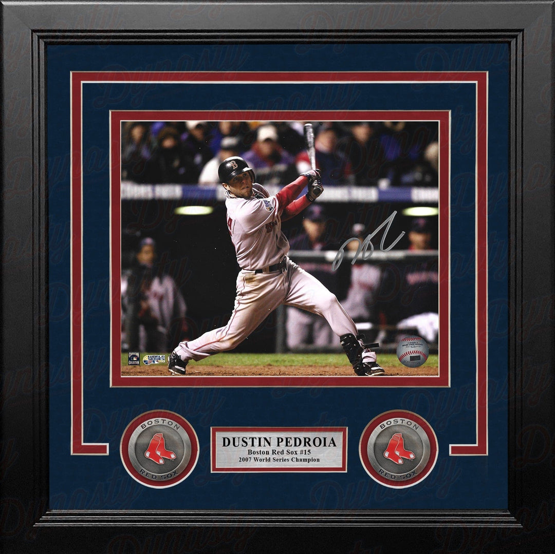 Dynasty Sports & Framing Autographed Framed Baseball Photos Dustin Pedroia 2007 World Series Action Boston Red Sox Autographed 8" x 10" Framed Baseball Photo