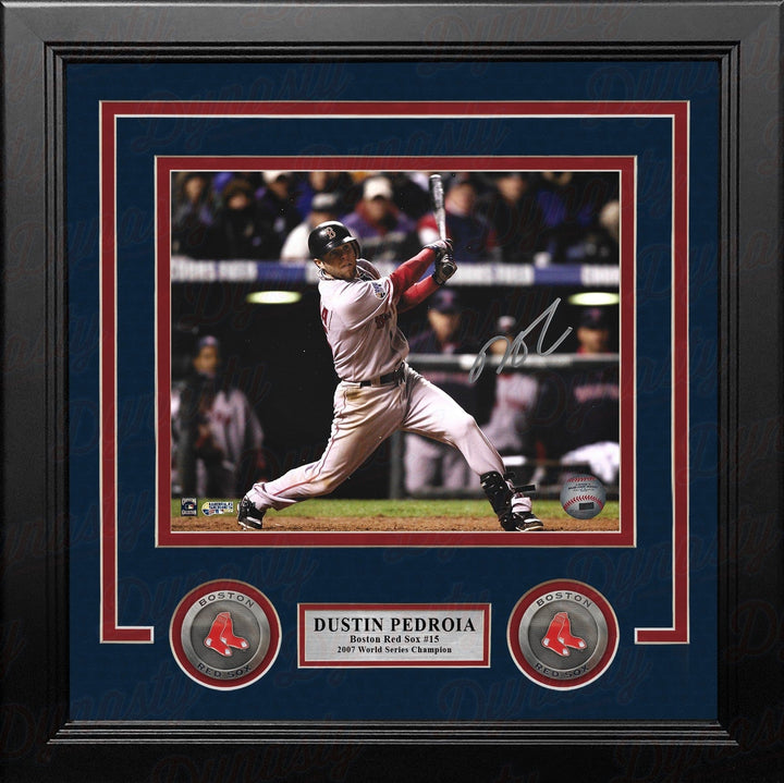 Dynasty Sports & Framing Autographed Framed Baseball Photos Dustin Pedroia 2007 World Series Action Boston Red Sox Autographed 8" x 10" Framed Baseball Photo