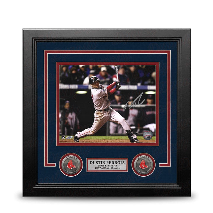 Dynasty Sports & Framing Autographed Framed Baseball Photos Dustin Pedroia 2007 World Series Action Boston Red Sox Autographed 8" x 10" Framed Baseball Photo