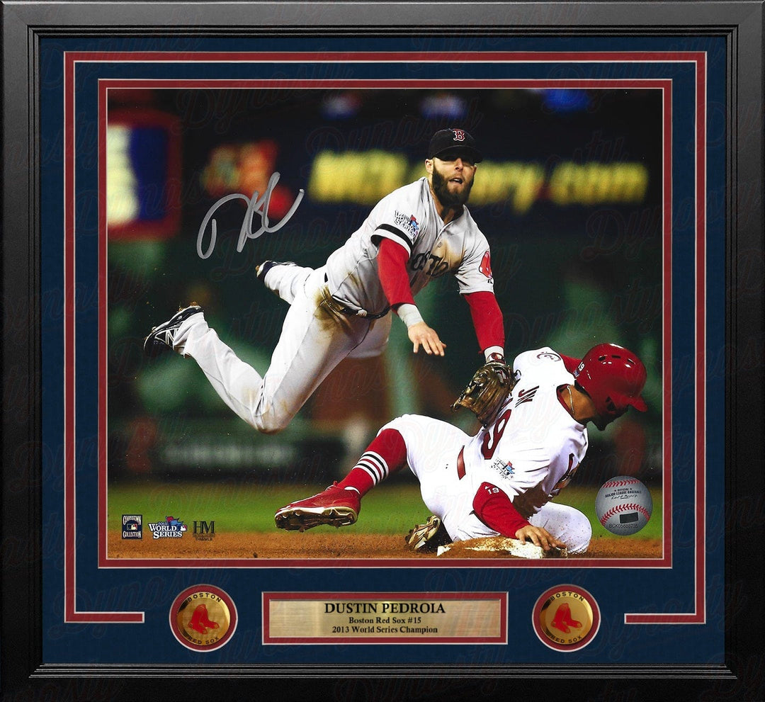 Dynasty Sports & Framing Autographed Framed Baseball Photos Dustin Pedroia 2013 World Series Action Boston Red Sox Autographed 11" x 14" Framed Baseball Photo