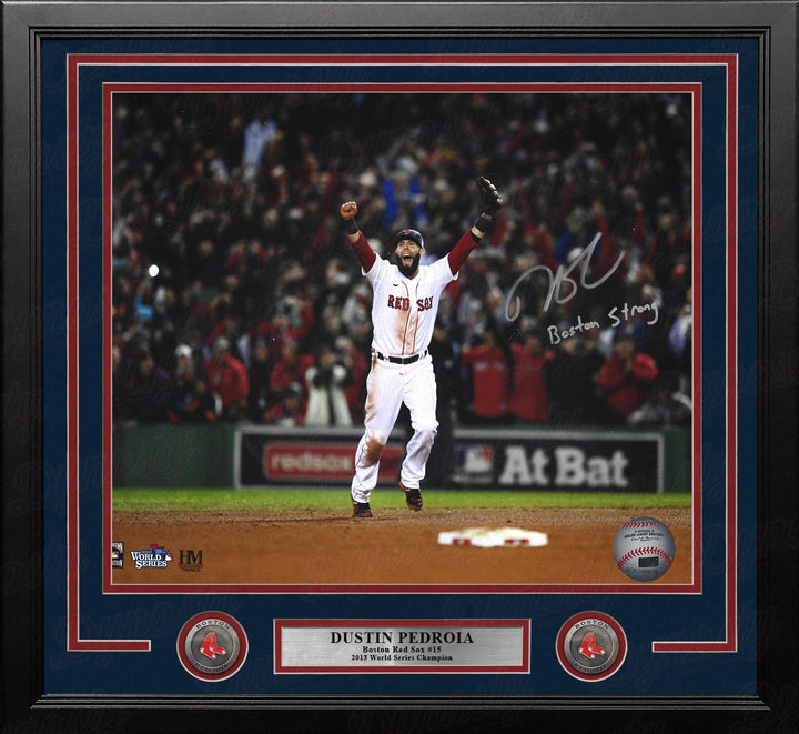 Dynasty Sports & Framing Autographed Framed Baseball Photos Dustin Pedroia 2013 World Series Boston Red Sox Autographed 16x20 Framed Photo - Boston Strong