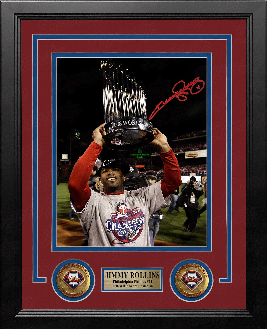 Dynasty Sports & Framing Autographed Framed Baseball Photos Jimmy Rollins 2008 World Series Trophy Autographed Philadelphia Phillies Framed Photo - PSA/DNA