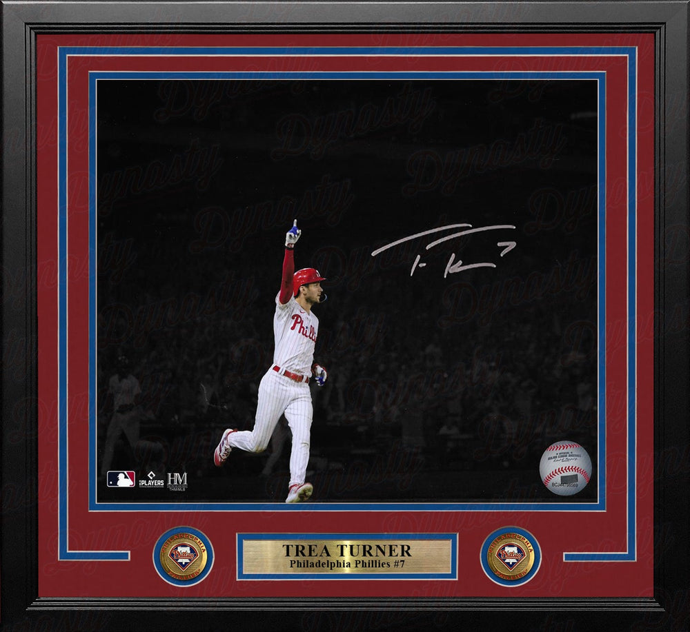 Dynasty Sports & Framing Autographed Framed Baseball Photos Trea Turner Blackout Celebration Philadelphia Phillies Autographed 11" x 14" Framed Baseball Photo