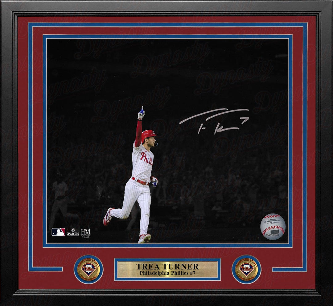 Dynasty Sports & Framing Autographed Framed Baseball Photos Trea Turner Blackout Celebration Philadelphia Phillies Autographed 16" x 20" Framed Baseball Photo
