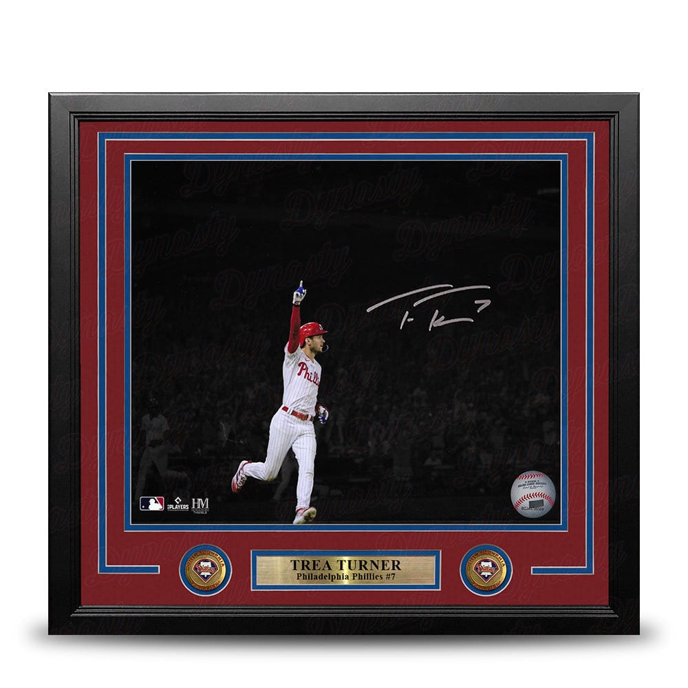 Dynasty Sports & Framing Autographed Framed Baseball Photos Trea Turner Blackout Celebration Philadelphia Phillies Autographed 16" x 20" Framed Baseball Photo