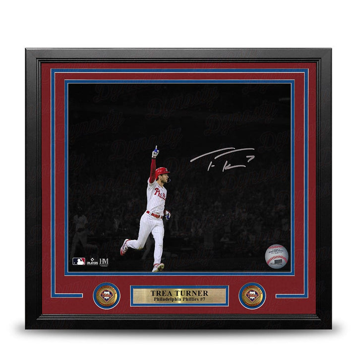 Dynasty Sports & Framing Autographed Framed Baseball Photos Trea Turner Blackout Celebration Philadelphia Phillies Autographed 16" x 20" Framed Baseball Photo