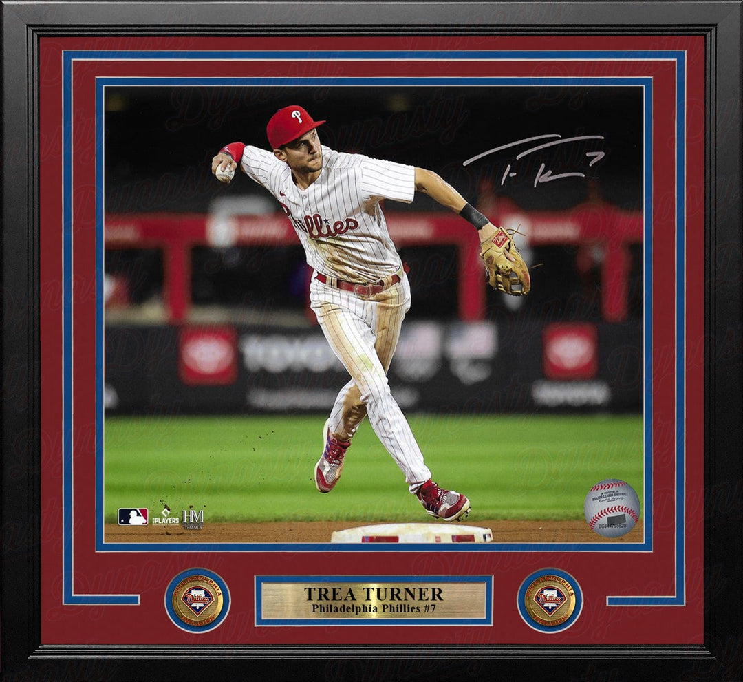 Dynasty Sports & Framing Autographed Framed Baseball Photos Trea Turner Throwing Action Philadelphia Phillies Autographed 16" x 20" Framed Baseball Photo