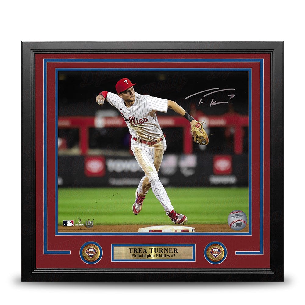 Dynasty Sports & Framing Autographed Framed Baseball Photos Trea Turner Throwing Action Philadelphia Phillies Autographed 16" x 20" Framed Baseball Photo