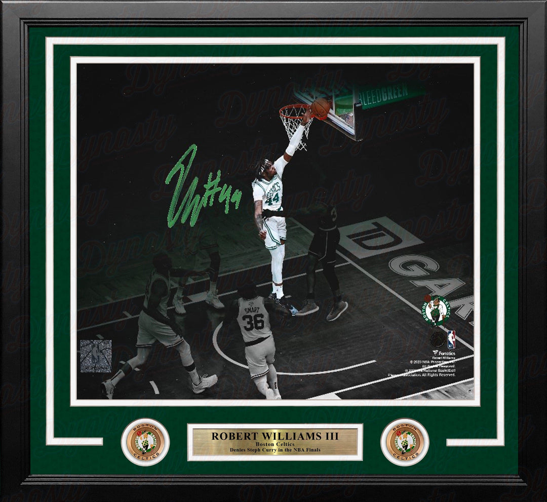 Dynasty Sports & Framing Autographed Framed Basketball Photos 11x14 Photo Robert Williams III Blocks Steph Curry Boston Celtics Autographed Framed Basketball Photo