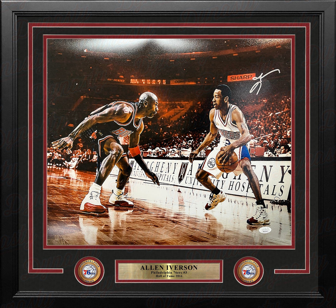 Dynasty Sports & Framing Autographed Framed Basketball Photos 8x10 Framed Photo Allen Iverson v Michael Jordan Philadelphia 76ers Autographed Framed Photo - JSA Authenticated