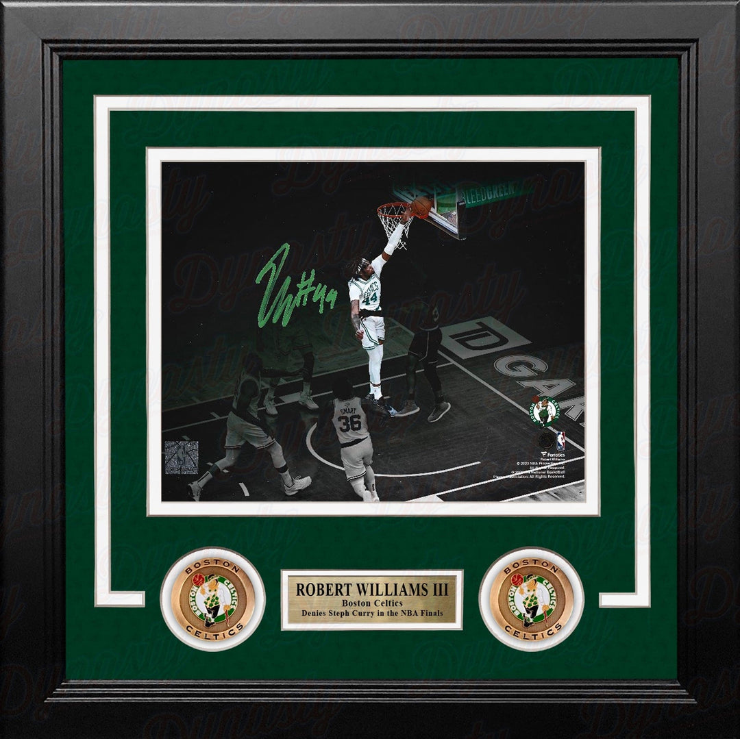 Dynasty Sports & Framing Autographed Framed Basketball Photos 8x10 Photo Robert Williams III Blocks Steph Curry Boston Celtics Autographed Framed Basketball Photo