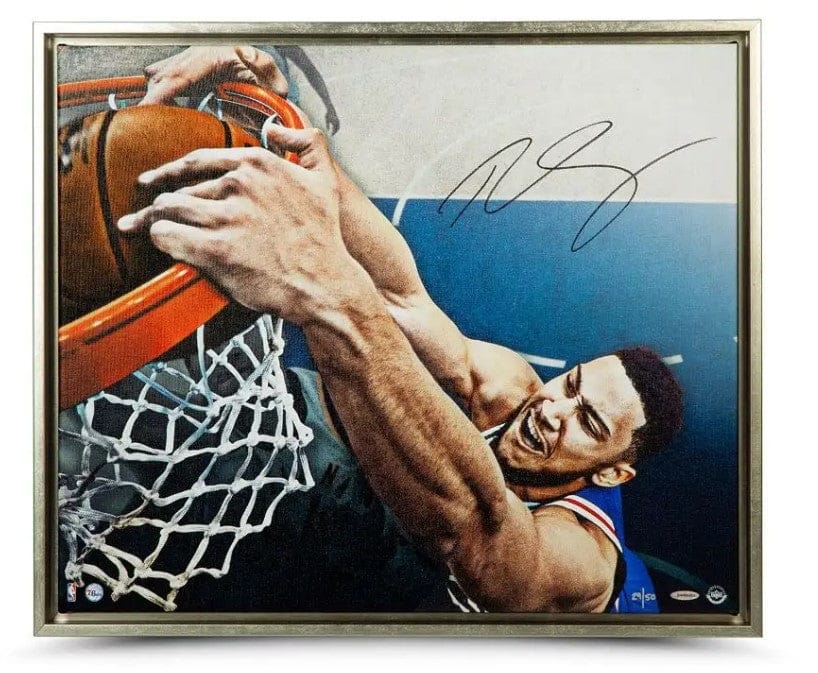 Dynasty Sports & Framing Autographed Framed Basketball Photos Ben Simmons Philadelphia 76ers Autographed Framed 20" x 24" "Jam" Basketball Canvas - 2/50