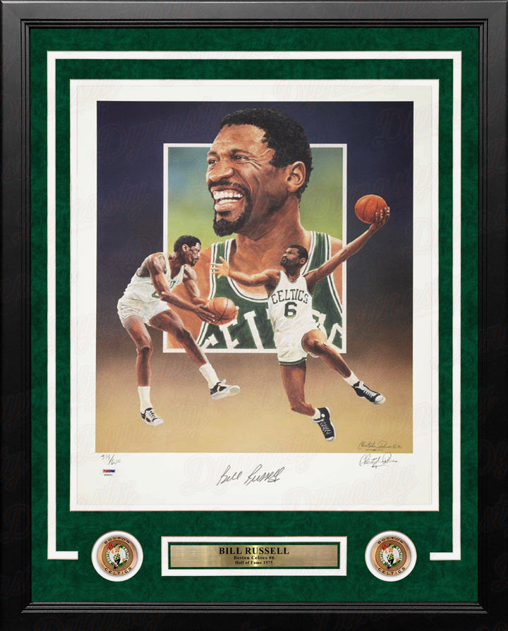 Dynasty Sports & Framing Autographed Framed Basketball Photos Bill Russell Boston Celtics Autographed 18x24 Framed Christopher Paluso Basketball Lithograph Photo
