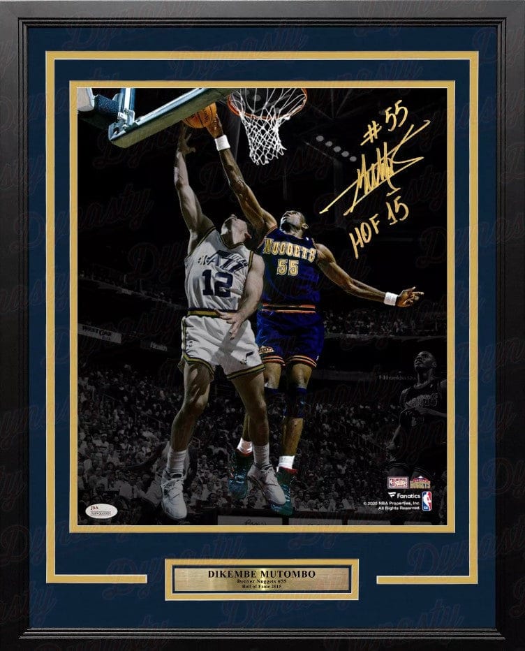 Dynasty Sports & Framing Autographed Framed Basketball Photos Dikembe Mutombo Denver Nuggets Autographed 16x20 Framed Photo Inscribed Hall of Fame: Gold Ink
