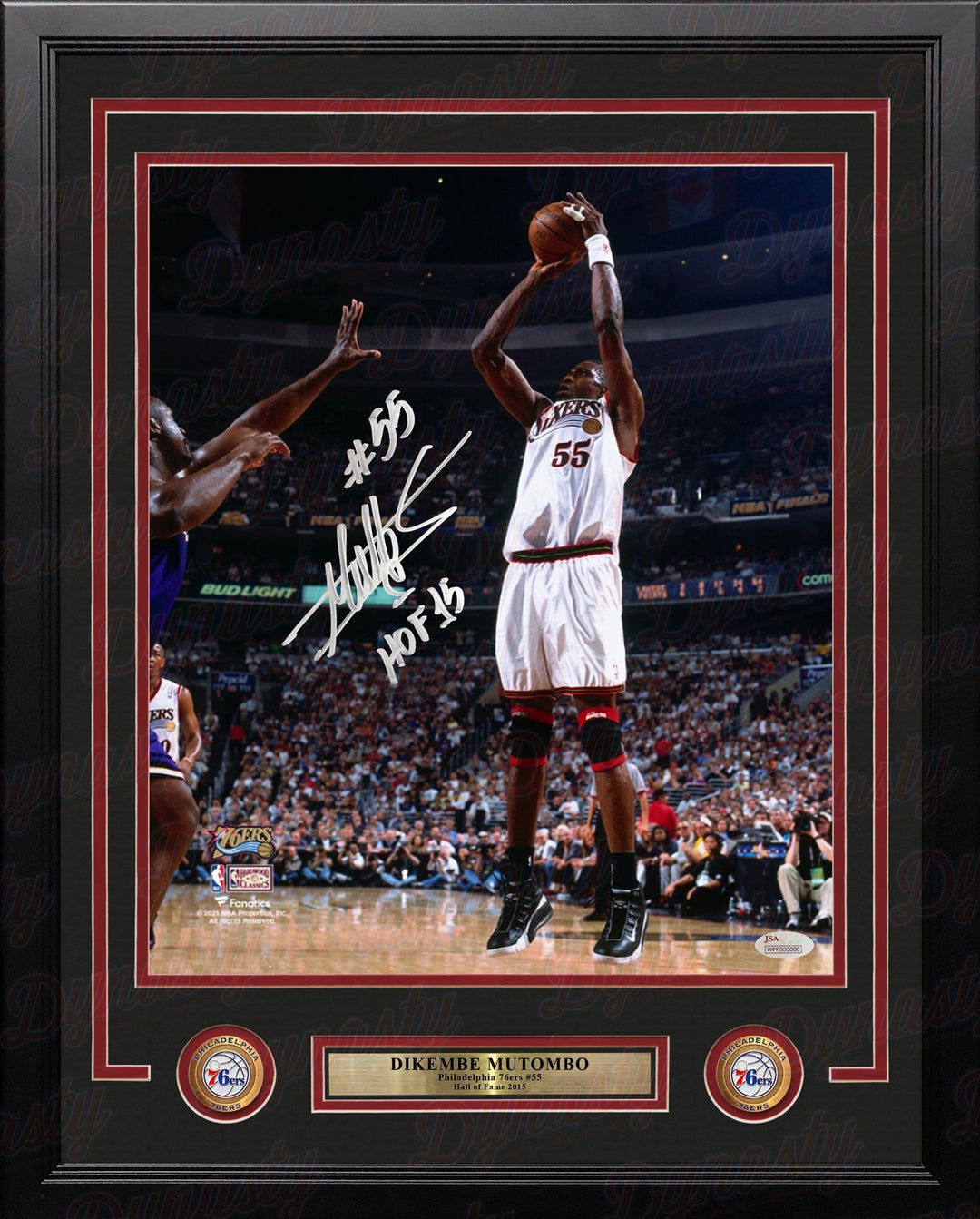 Dynasty Sports & Framing Autographed Framed Basketball Photos Dikembe Mutombo Philadelphia 76ers Autographed 11x14 Framed Photo Inscribed Hall of Fame: Silver Ink