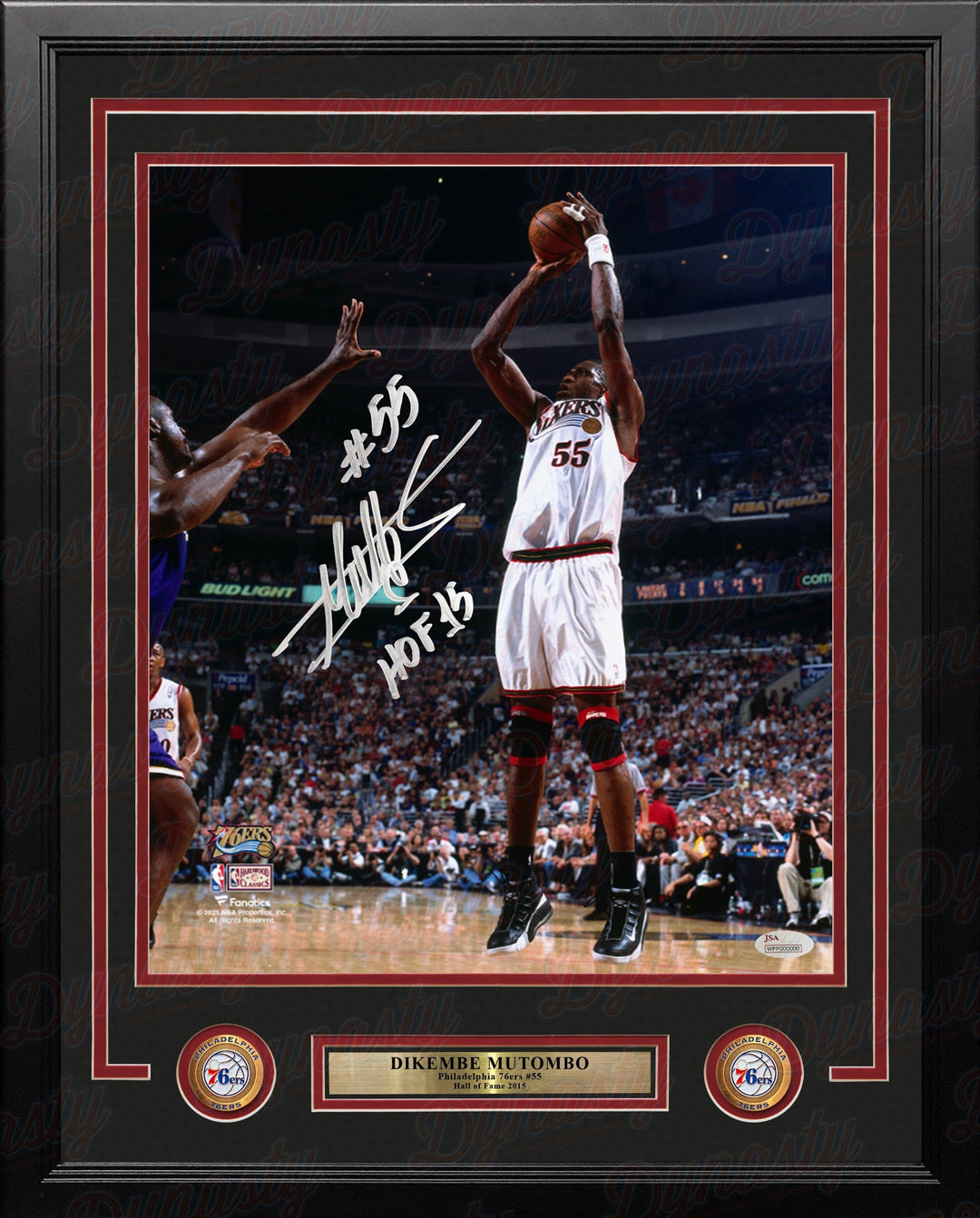 Dynasty Sports & Framing Autographed Framed Basketball Photos Dikembe Mutombo Philadelphia 76ers Autographed 16x20 Framed Photo Inscribed Hall of Fame: Silver Ink