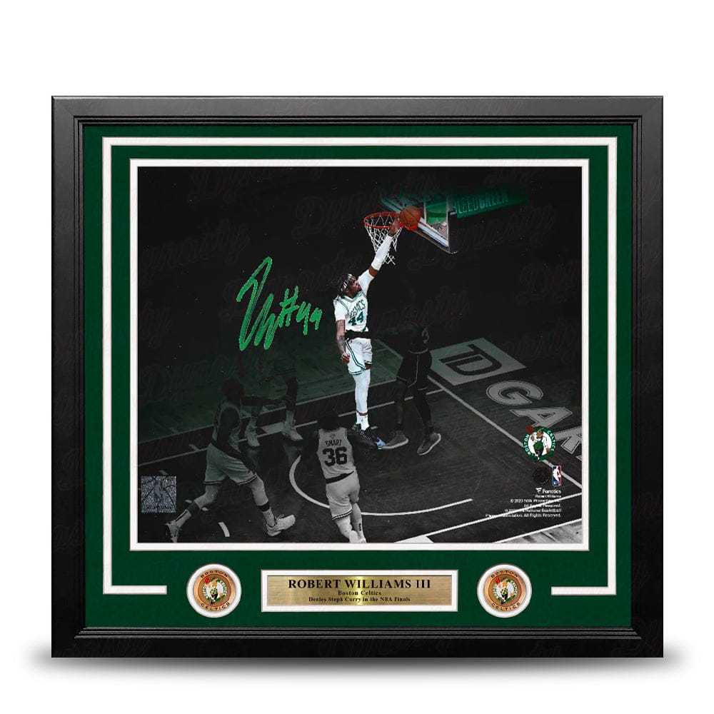 Dynasty Sports & Framing Autographed Framed Basketball Photos Robert Williams III Blocks Steph Curry Boston Celtics Autographed Framed Basketball Photo