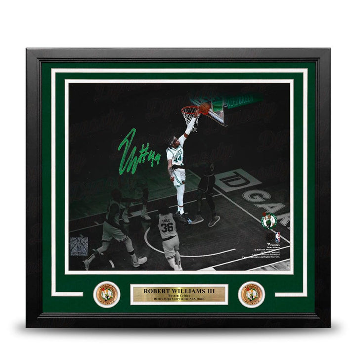Dynasty Sports & Framing Autographed Framed Basketball Photos Robert Williams III Blocks Steph Curry Boston Celtics Autographed Framed Basketball Photo