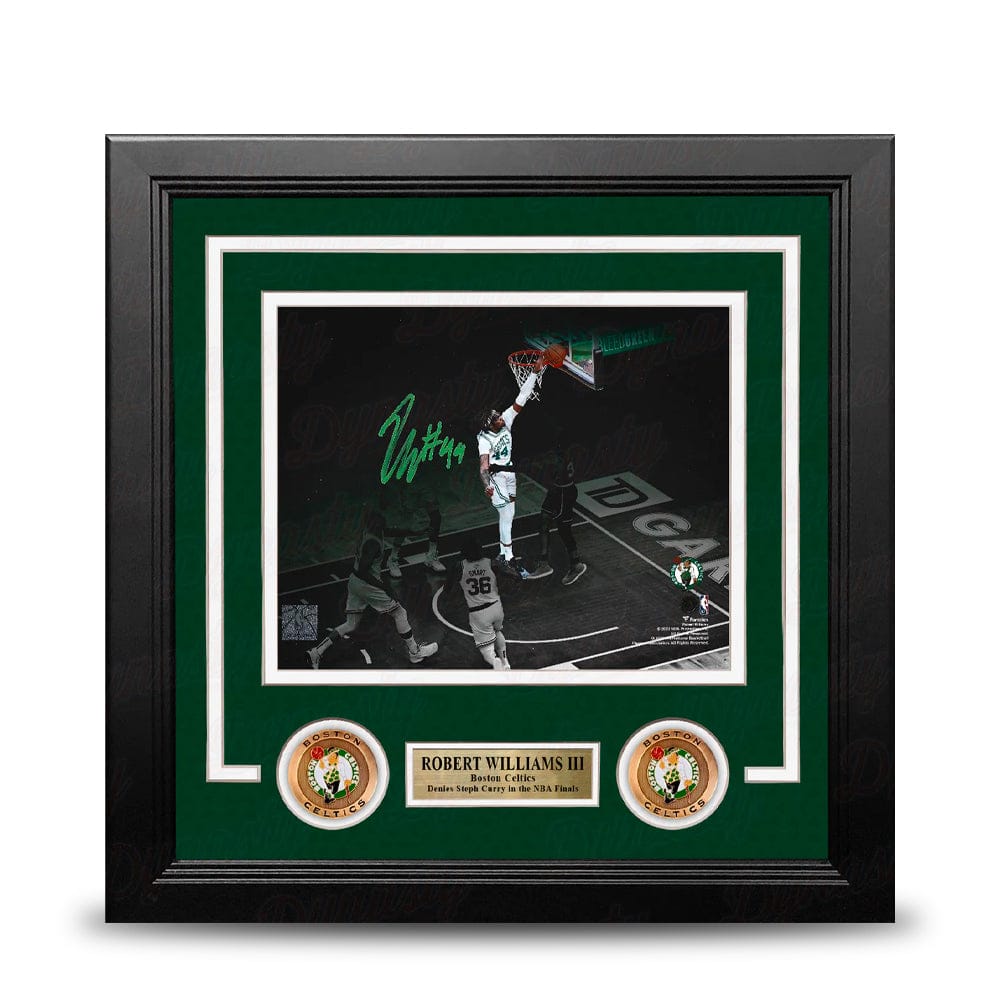 Dynasty Sports & Framing Autographed Framed Basketball Photos Robert Williams III Blocks Steph Curry Boston Celtics Autographed Framed Basketball Photo
