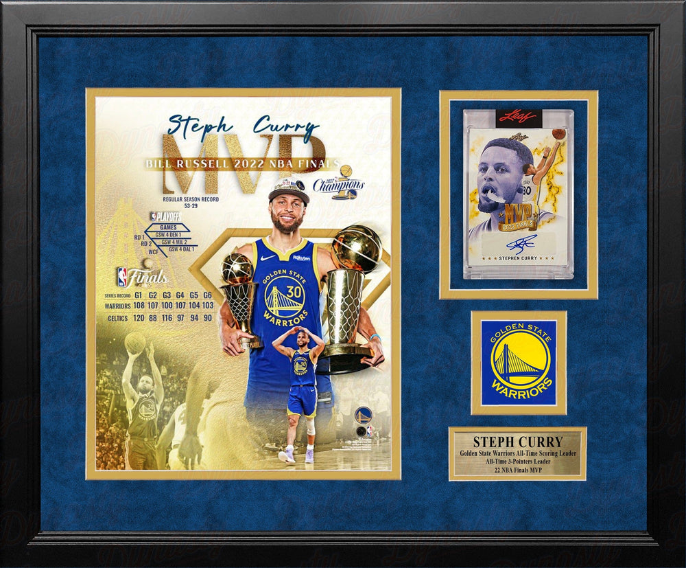 Dynasty Sports & Framing Autographed Framed Basketball Photos Steph Curry Finals MVP Photo & Autographed Card Golden State Warriors Framed Collage - 1/316