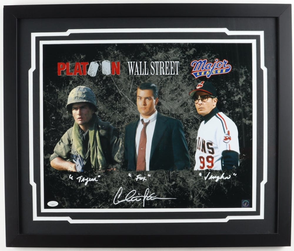 Dynasty Sports & Framing Autographed Framed Entertainment Photos Charlie Sheen Platoon, Wall Street, & Major League Autographed 16" x 20" Framed Movie Collage Photo