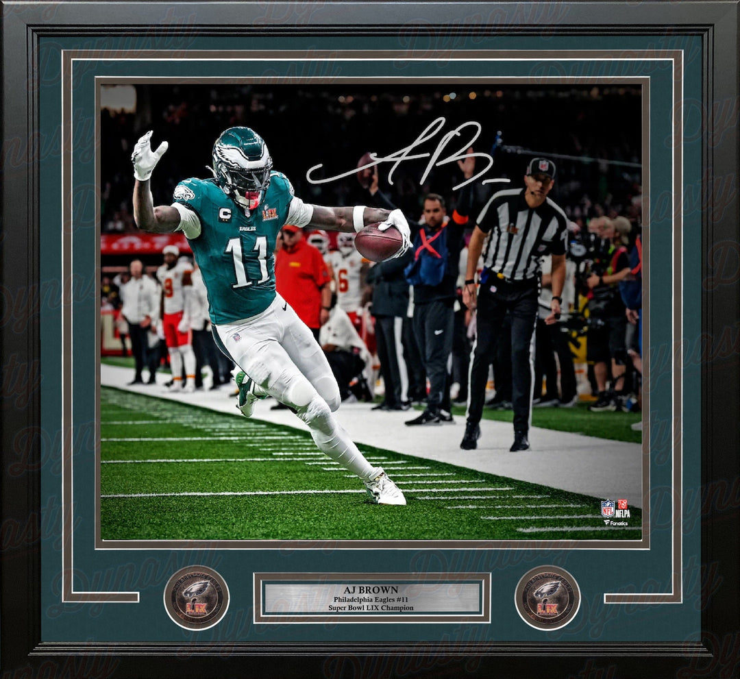 Dynasty Sports & Framing Autographed Framed Football Photos AJ Brown Super Bowl LIX Action Philadelphia Eagles Autographed 16" x 20" Framed Football Photo
