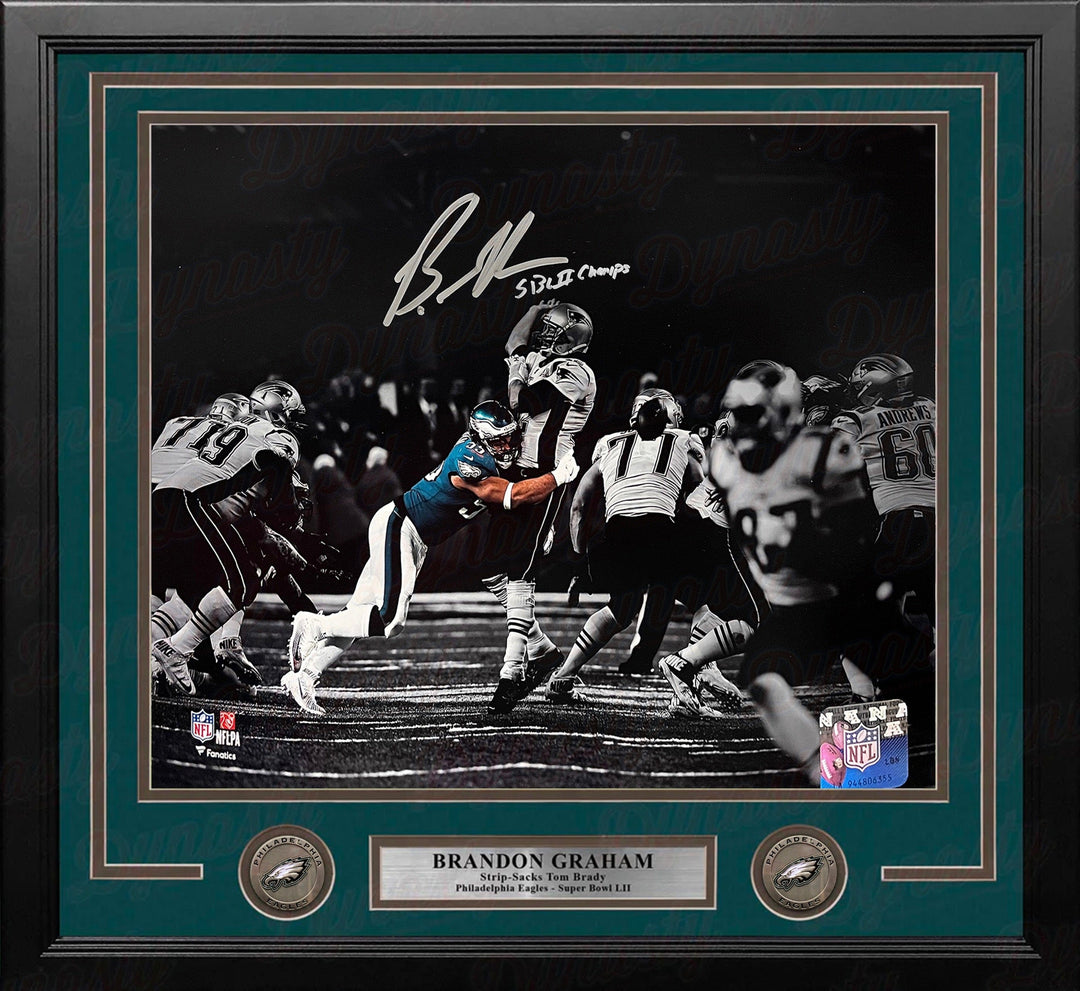 Dynasty Sports & Framing Autographed Framed Football Photos Brandon Graham Strip-Sack Philadelphia Eagles Autographed 16x20 Framed Blackout Photo - SB Champs