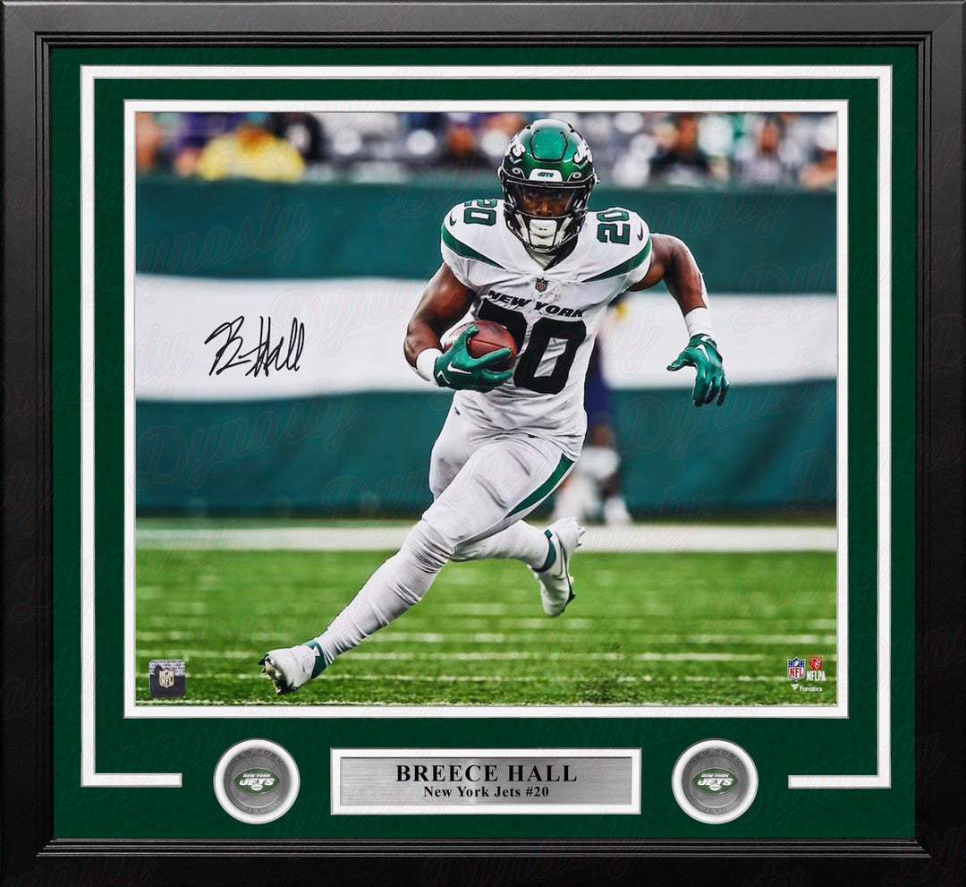 Dynasty Sports & Framing Autographed Framed Football Photos Breece Hall Running Action New York Jets Autographed 16" x 20" Framed Football Photo
