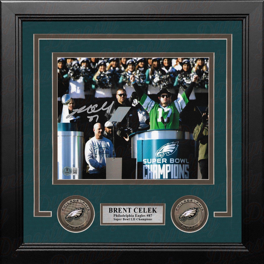 Dynasty Sports & Framing Autographed Framed Football Photos Brent Celek Super Bowl Champions Victory Speech Philadelphia Eagles Autographed 8x10 Framed Photo