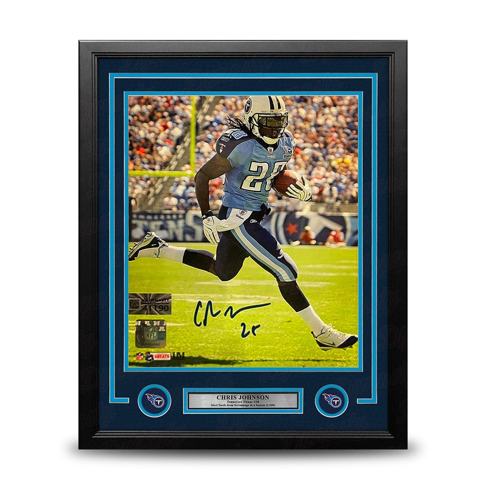 Dynasty Sports & Framing Autographed Framed Football Photos Chris Johnson in Action Tennessee Titans Autographed 16" x 20" Framed Football Photo