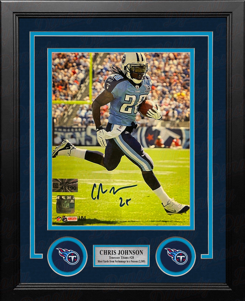 Dynasty Sports & Framing Autographed Framed Football Photos Chris Johnson in Action Tennessee Titans Autographed 8" x 10" Framed Football Photo