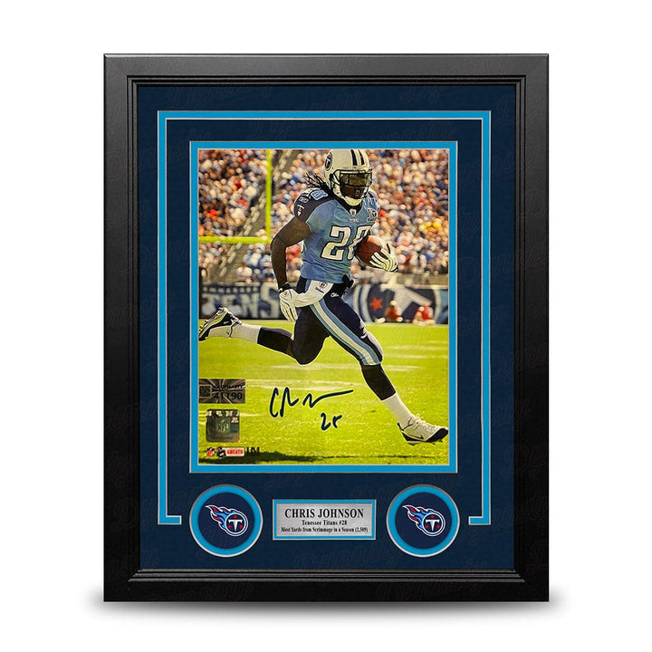 Dynasty Sports & Framing Autographed Framed Football Photos Chris Johnson in Action Tennessee Titans Autographed 8" x 10" Framed Football Photo