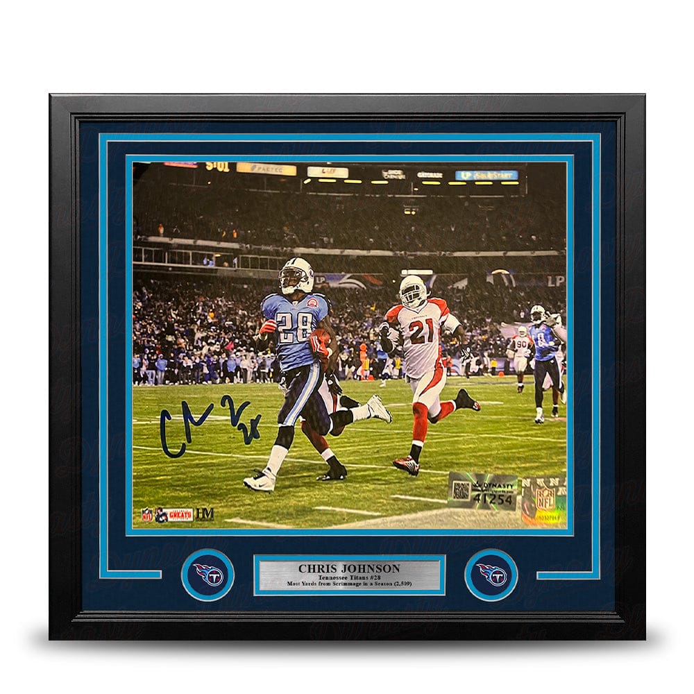 Dynasty Sports & Framing Autographed Framed Football Photos Chris Johnson Sideline Run Tennessee Titans Autographed 11" x 14" Framed Football Photo