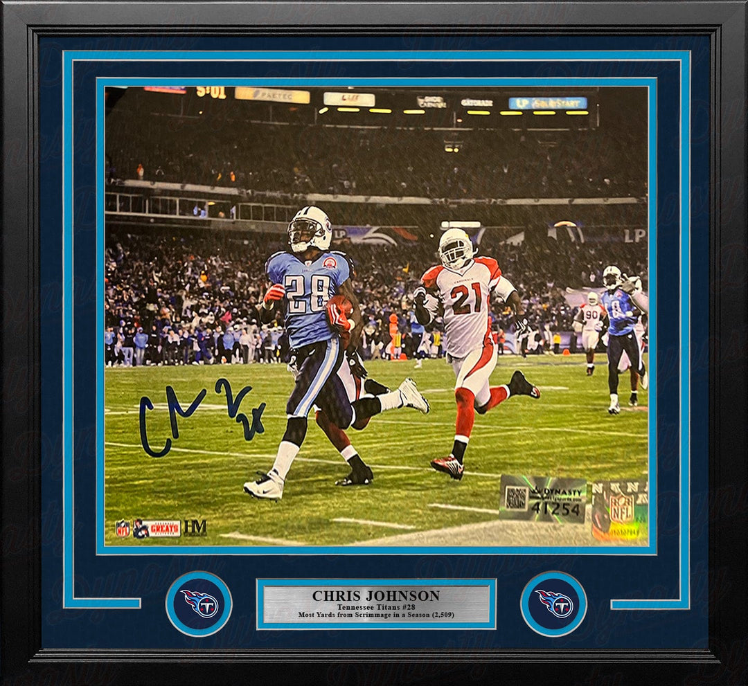 Dynasty Sports & Framing Autographed Framed Football Photos Chris Johnson Sideline Run Tennessee Titans Autographed 16" x 20" Framed Football Photo