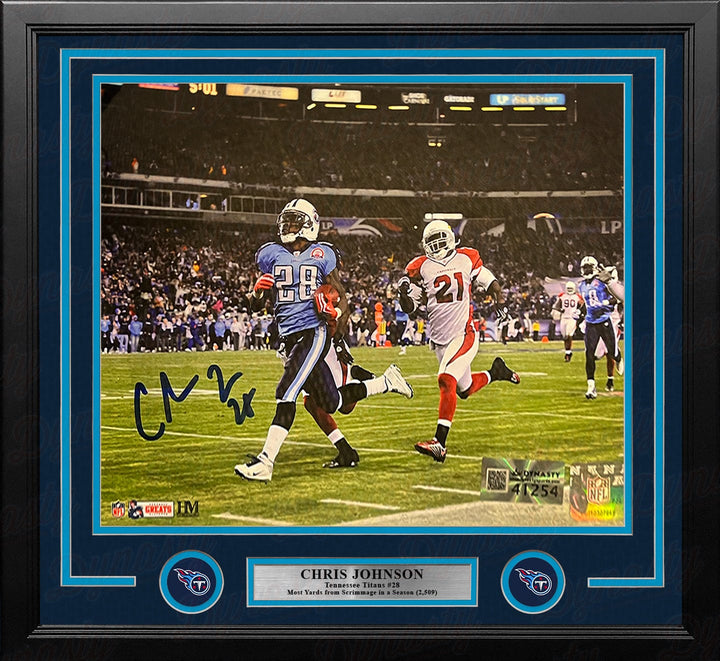 Dynasty Sports & Framing Autographed Framed Football Photos Chris Johnson Sideline Run Tennessee Titans Autographed 16" x 20" Framed Football Photo
